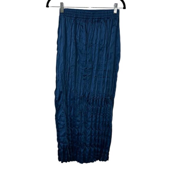 Zara Crinkled Blue Midi Pleated Skirt(Size Medium) - Picture 3 of 5